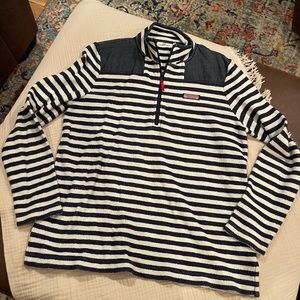 Vineyard Vines Navy Blue Striped Quarter-zip Pullover